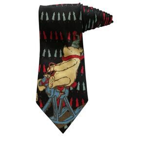 Disney Classic Winnie The Pooh Christmas Rocking Horse Vintage Novelty Necktie